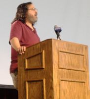 (Image: Presenter Richard Stallman)