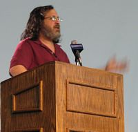 (Image: Presenter Richard Stallman