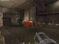 (Image: A screen shot of game play in Quake 2.)